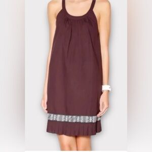 Free People Native Sun Shift Dress.Purple/brown bohemian-style mini.Pockets.Sz L
